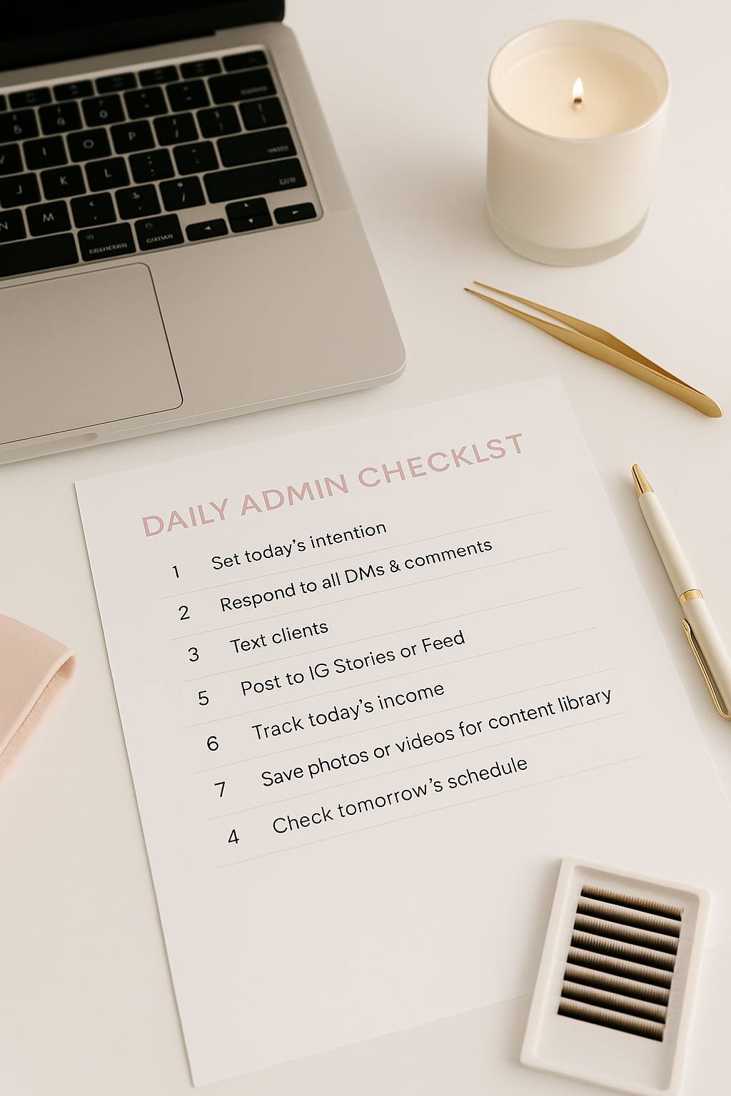 FREE Printable Daily Admin Checklist for Lash Artist